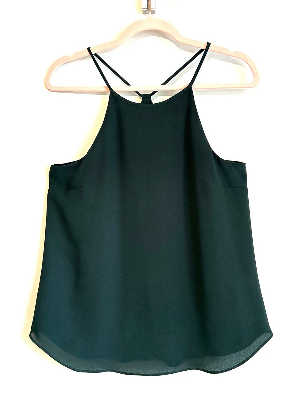 RW&CO. Dark/Forest Green Spaghetti Strap Halter Camisole, Size Small